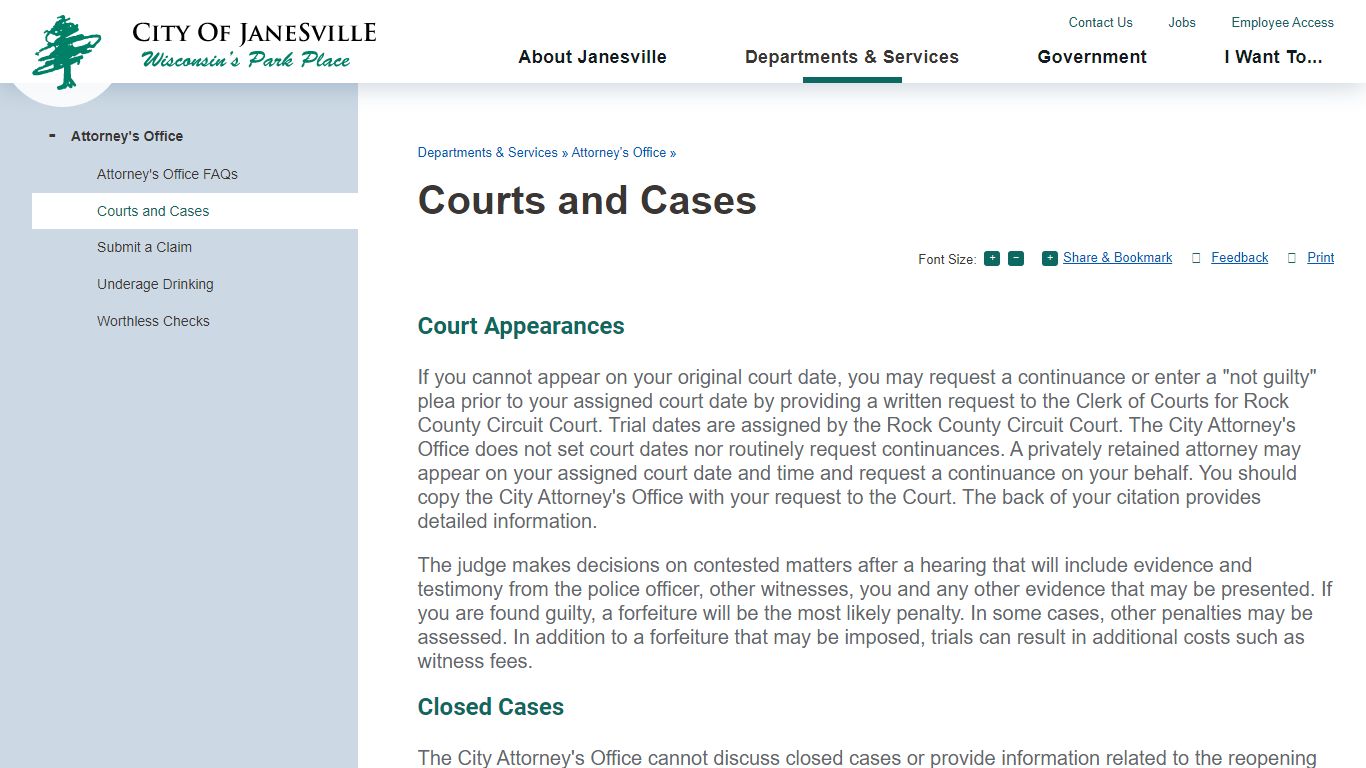 Courts and Cases | Janesville, WI